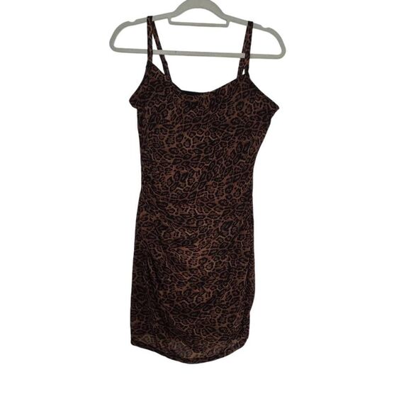 Popilush Women's Size XL Brown Leopard Ruched Tank Dress with Built in Shapewear - Picture 1 of 9